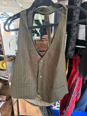 Disturbia Olive Pinstripe Vest
